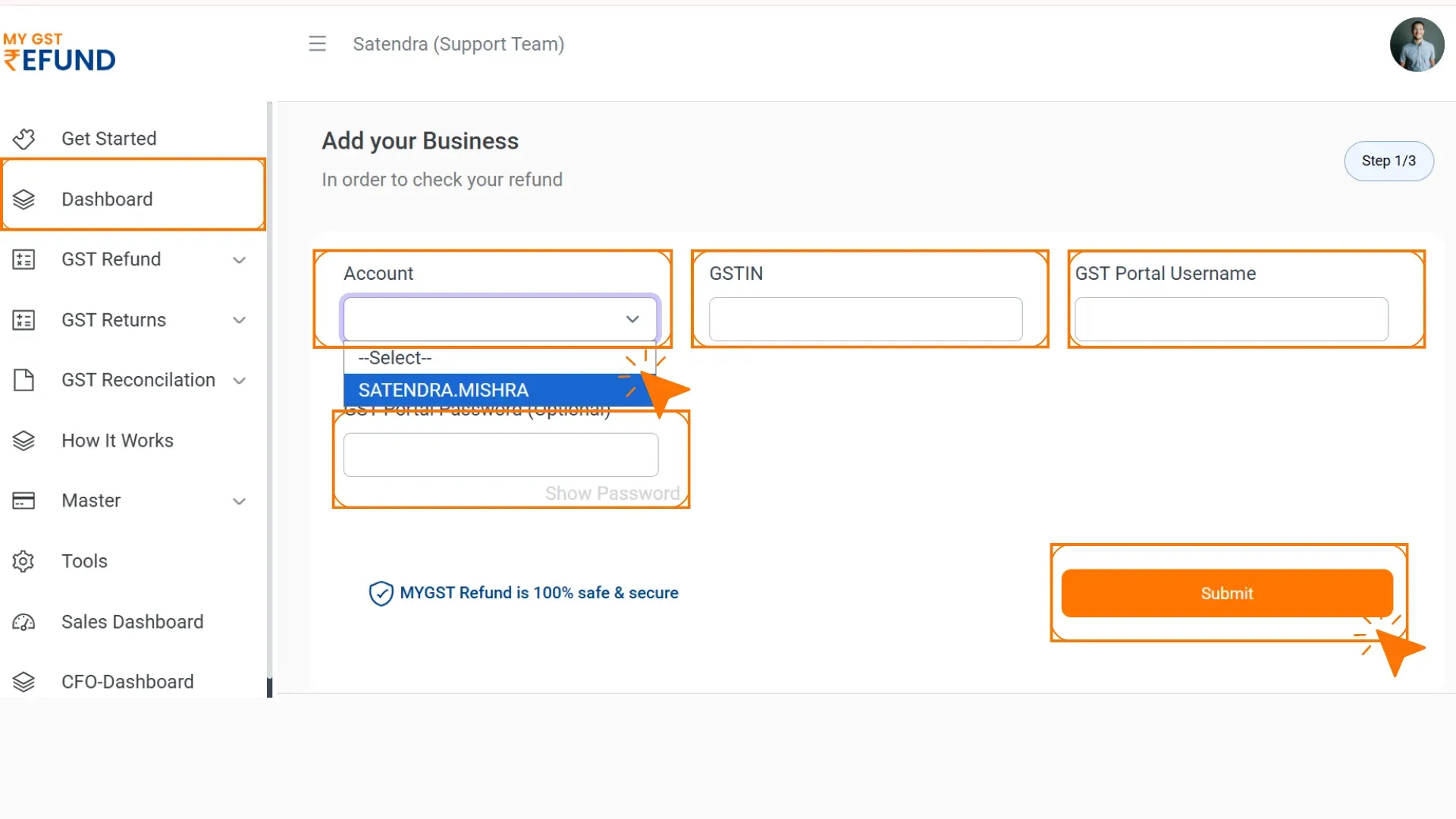 CFO Dashboard login step4
