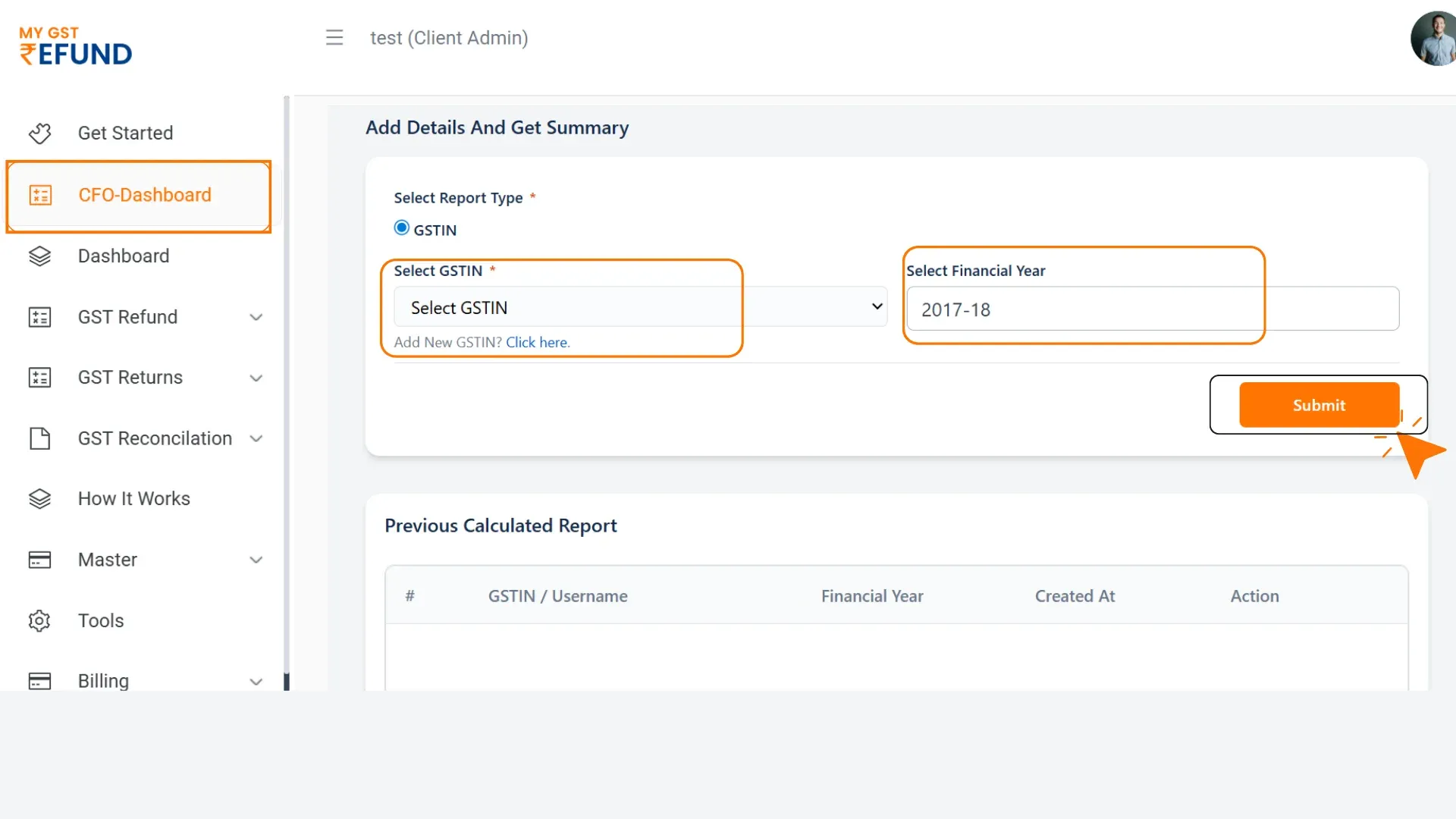 CFO Dashboard login step6