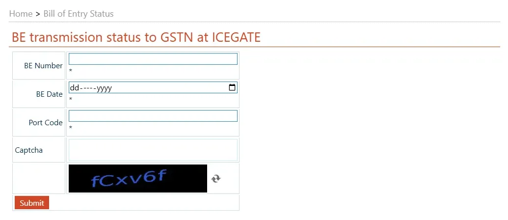 BE Transmission Status to GSTN at ICEGATE.webp