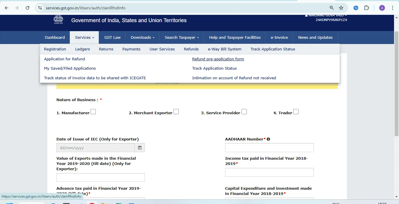 LOG IN TO GST PORTAL