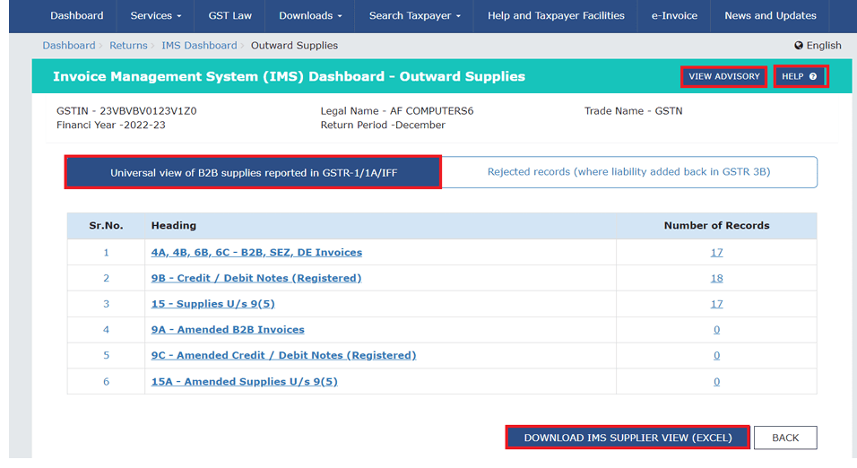 B2B supplies reported in GSTR-1/IFF