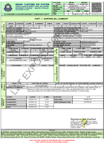 Shipping Bill Format