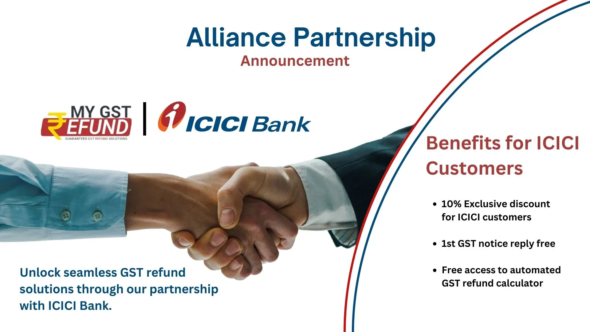 MyGST Refund's Partnership with ICICI Bank.