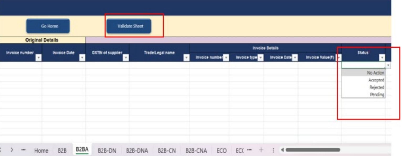 click the Validate Sheet button