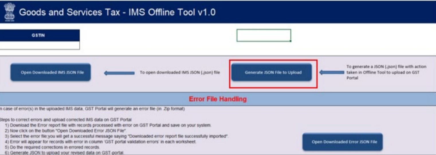 click Generate JSON File to Upload